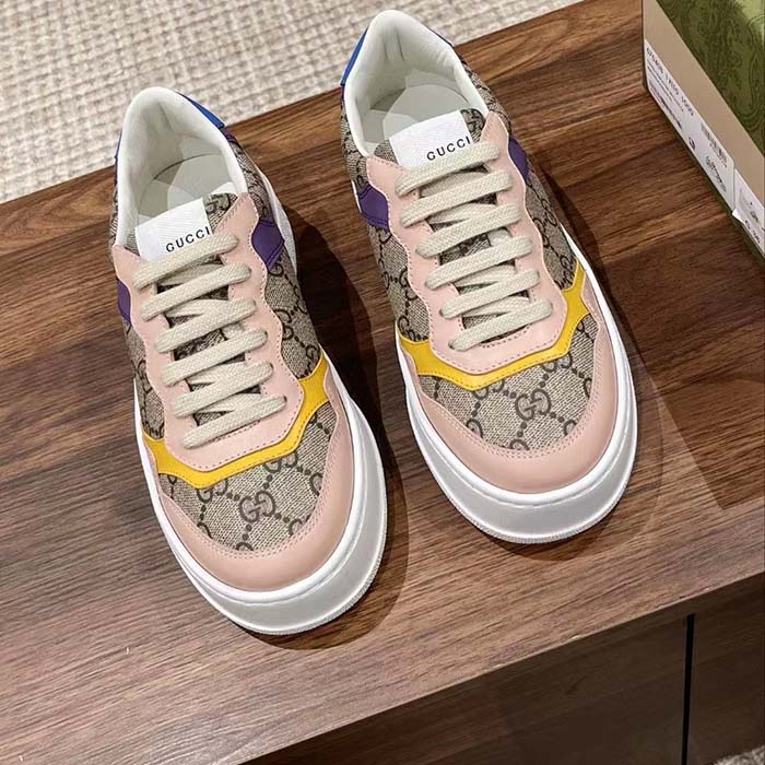 Gucci Unisex GG Sneaker Beige Ebony GG Supreme Canvas Mid 5.6 CM Heel