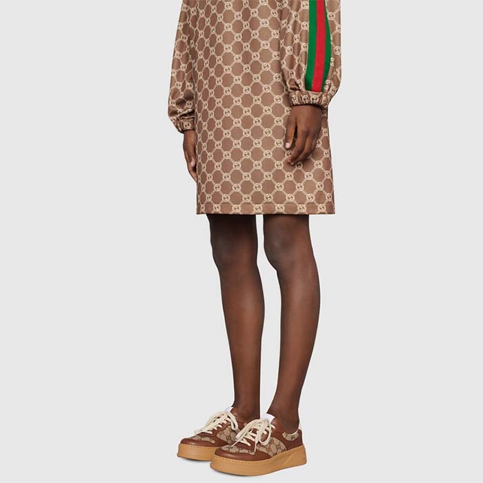 Gucci Unisex GG Sneaker Beige Ebony Orignal GG Canvas Lace-Up Closure Rubber