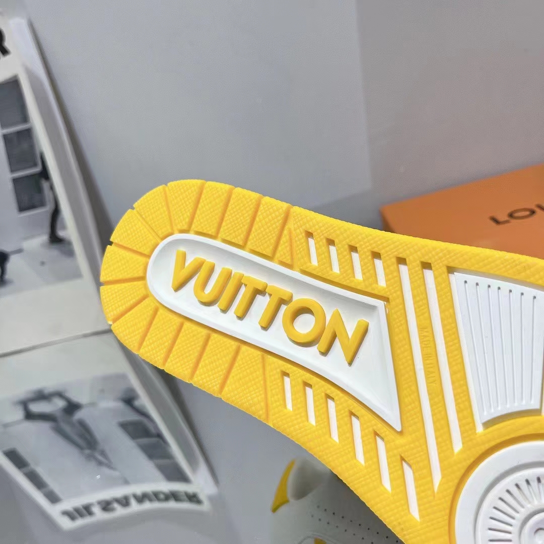 Louis Vuitton LV Unisex LV x YK LV Trainer Sneaker Yellow Calf Leather Rubber