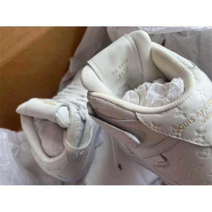 Louis Vuitton LV Unisex Nike Air Force 1 Sneaker Monogram Embossed White Calf Leather