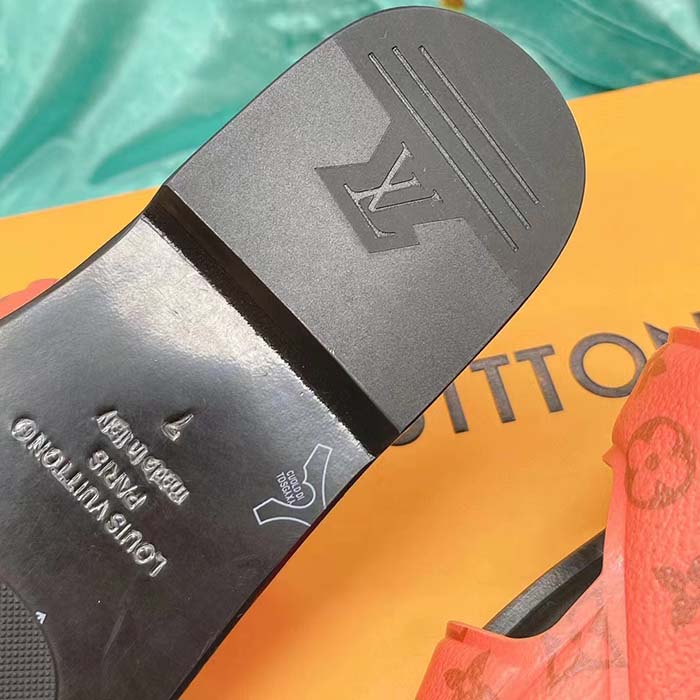 Louis Vuitton LV Unisex Oasis Mule Orange Monogram Grained Calf Leather Rubber