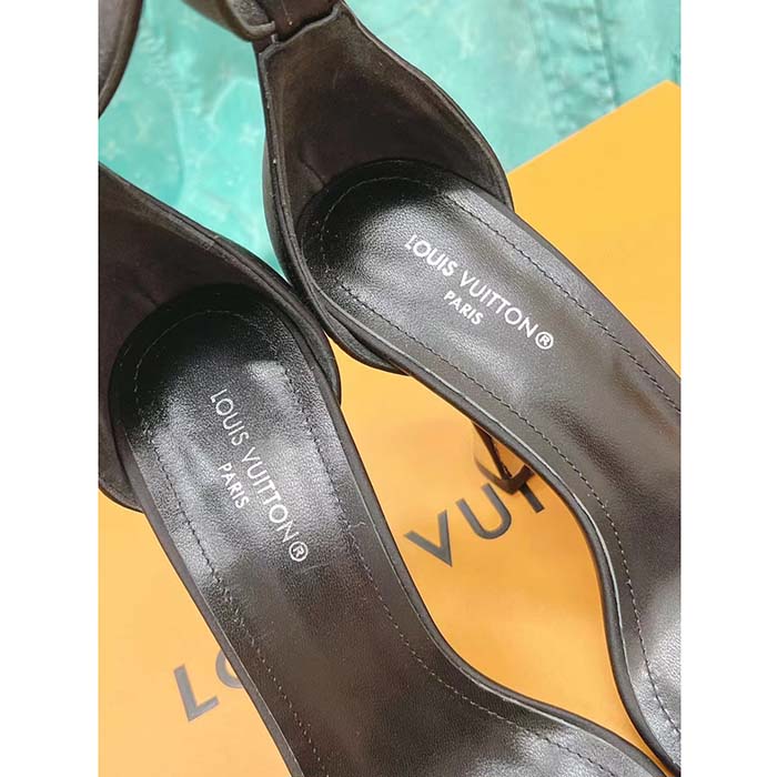 Louis Vuitton LV Women Sparkle Sandal Black Lambskin Leather Outsole 9.5 Cm Heel