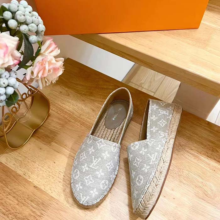 Louis Vuitton LV Women Starboard Flat Espadrille Beige Monogram Denim Rope Rubber