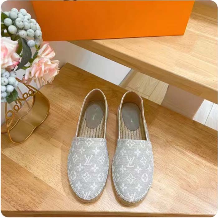 Louis Vuitton LV Women Starboard Flat Espadrille Beige Monogram Denim Rope Rubber