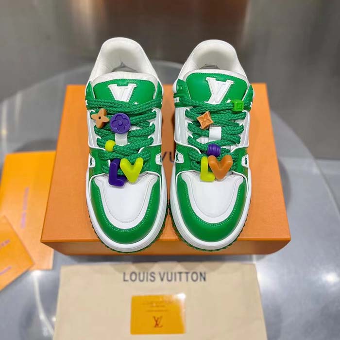 Louis Vuitton Unisex LV Trainer Maxi Sneaker Green Mix of Materials Rubber