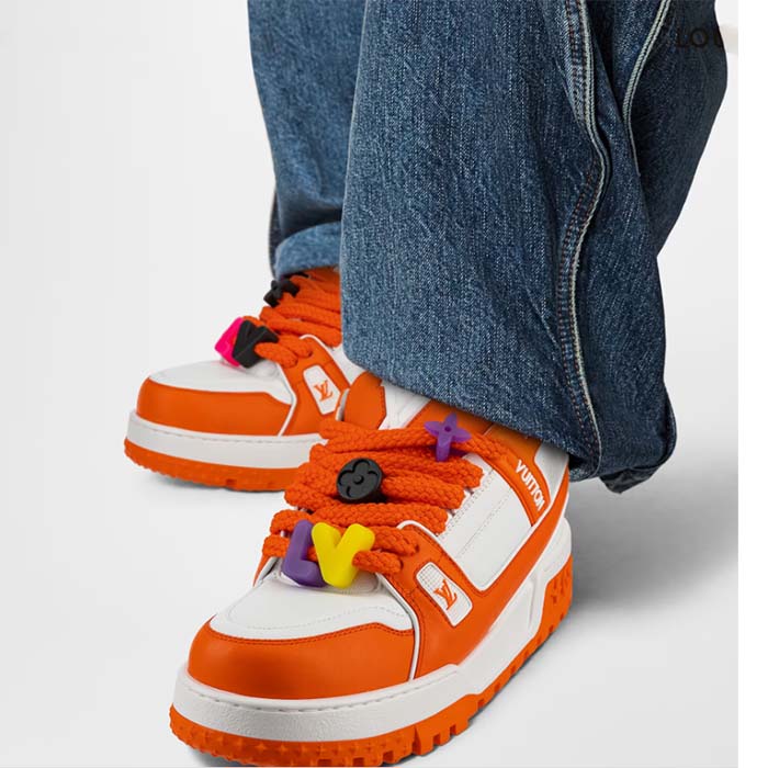 Louis Vuitton Unisex LV Trainer Maxi Sneaker Orange Mix of Materials Rubber