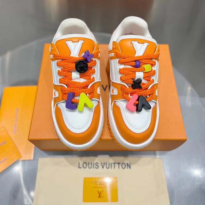 Louis Vuitton Unisex LV Trainer Maxi Sneaker Orange Mix of Materials Rubber
