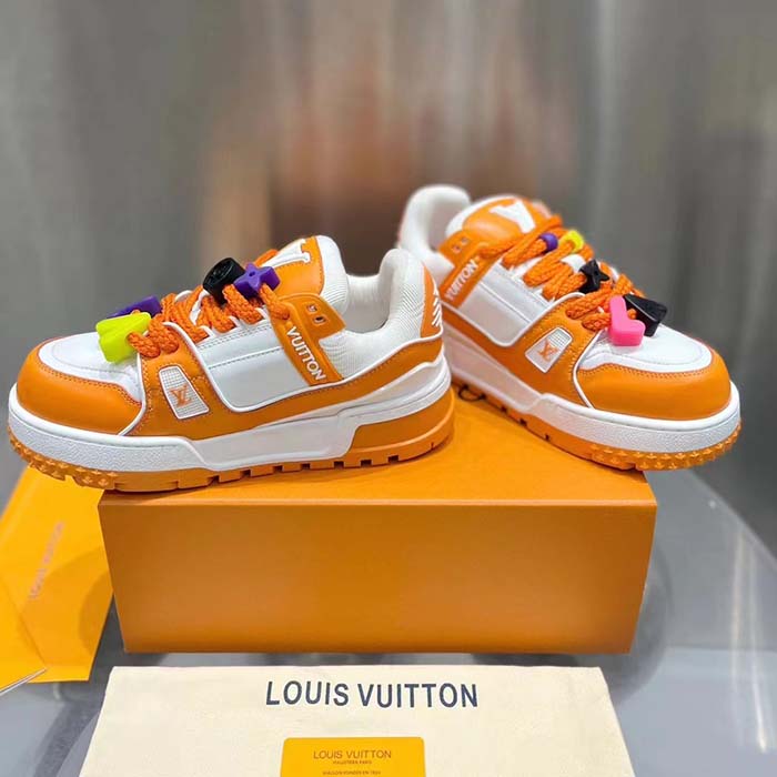 Louis Vuitton Unisex LV Trainer Maxi Sneaker Orange Mix of Materials Rubber