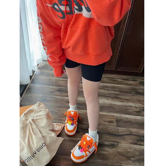 Louis Vuitton Unisex LV Trainer Maxi Sneaker Orange Mix of Materials Rubber