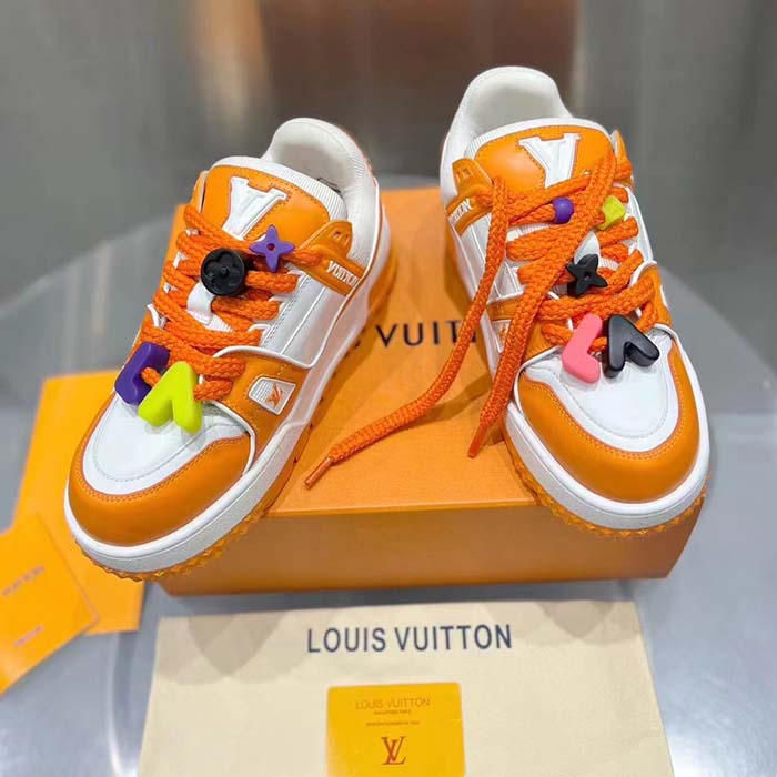 Louis Vuitton Unisex LV Trainer Maxi Sneaker Orange Mix of Materials Rubber