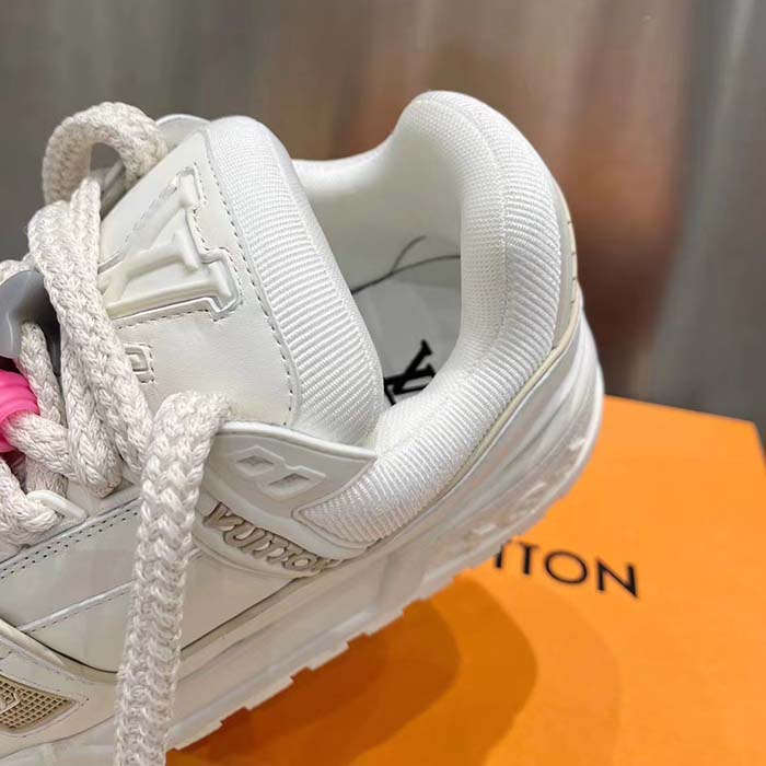 Louis Vuitton Unisex LV Trainer Maxi Sneaker White Mix of Materials Rubber