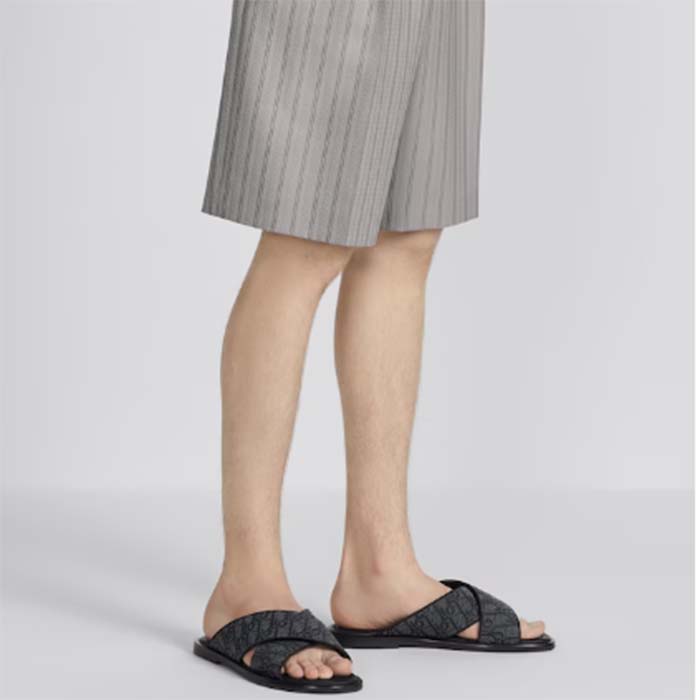 Dior Unisex CD Dior Alias Sandal Black Dior Oblique Jacquard Calfskin Insole