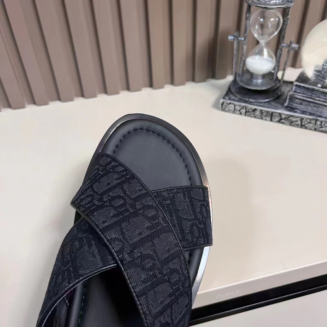Dior Unisex CD Dior Alias Sandal Black Dior Oblique Jacquard Calfskin Insole