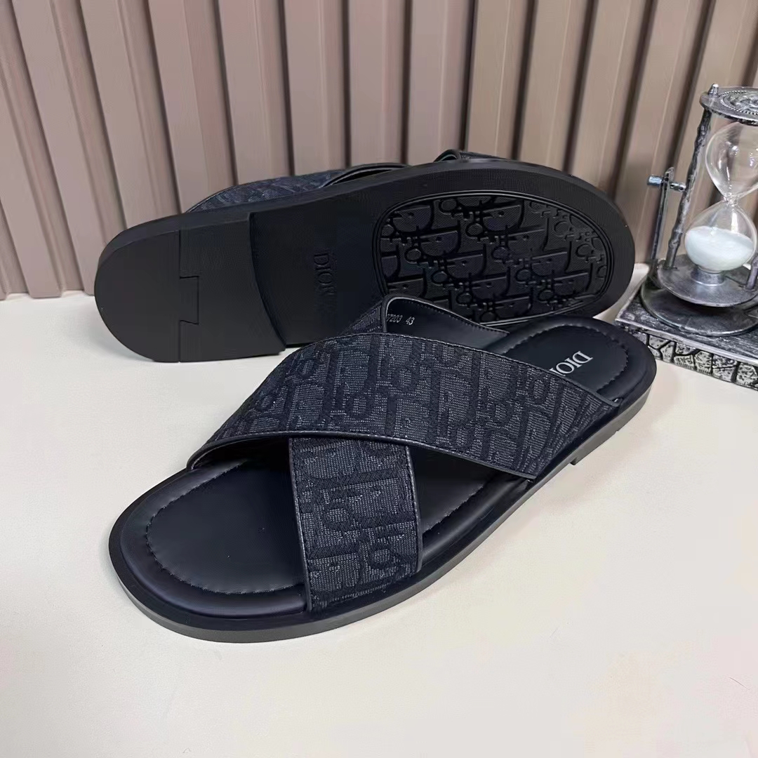Dior Unisex CD Dior Alias Sandal Black Dior Oblique Jacquard Calfskin Insole