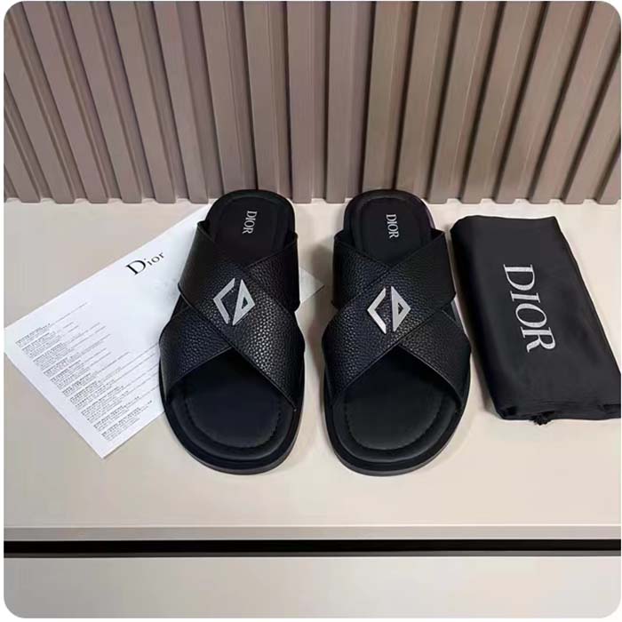 Dior Unisex CD Dior Alias Sandal Black Grained Calfskin Black Calfskin Insole