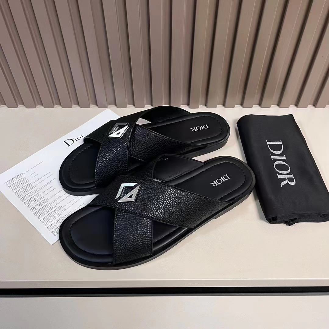 Dior Unisex CD Dior Alias Sandal Black Grained Calfskin Black Calfskin Insole