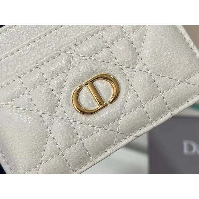 Dior Unisex CD Dior Caro Five Slot Card Holder Cloud Latte Supple Cannage Calfskin