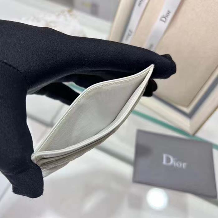 Dior Unisex CD Dior Caro Five Slot Card Holder Cloud Latte Supple Cannage Calfskin