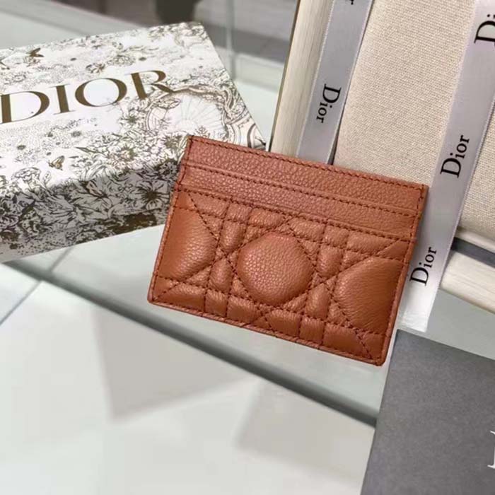 Dior Unisex CD Dior Caro Five Slot Card Holder Medium Tan Supple Cannage Calfskin