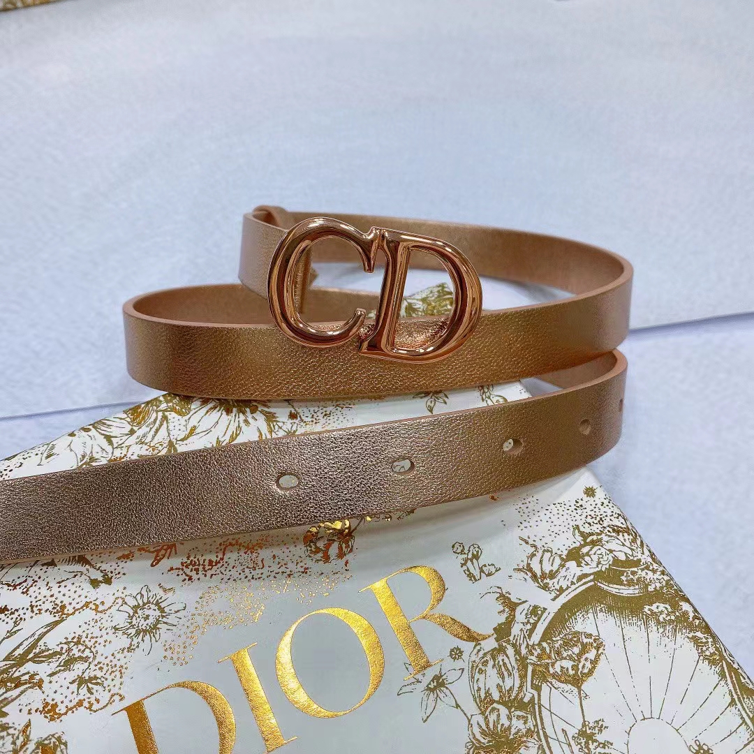 Dior Unisex CD Dior Or Saddle Belt Metallic Pink Smooth Calfskin 20 MM