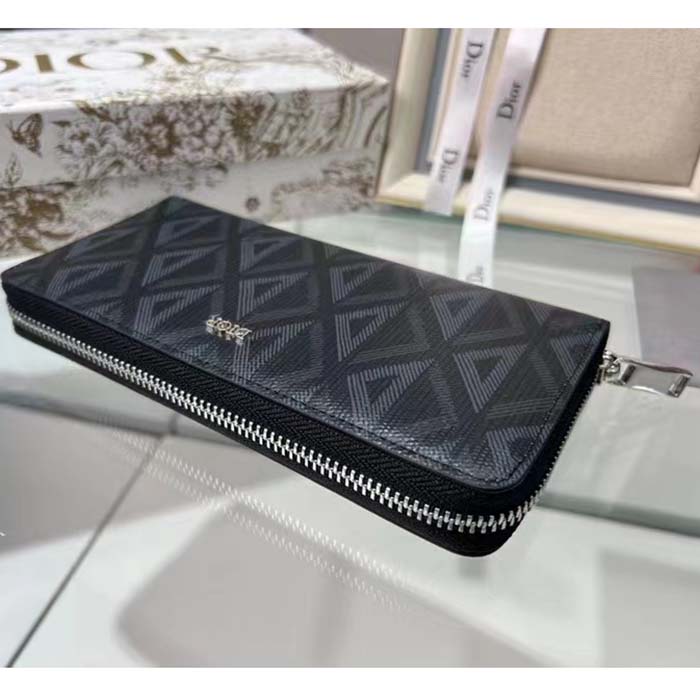 Dior Unisex CD Zipped Long Wallet Black CD Diamond Canvas