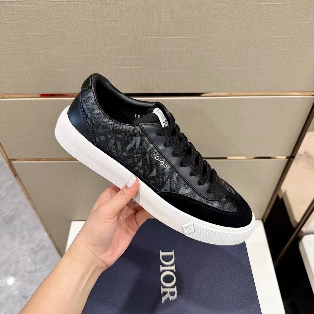Dior Unisex Shoes B101 Sneaker Black CD Diamond Canvas Smooth Calfskin Nubuck
