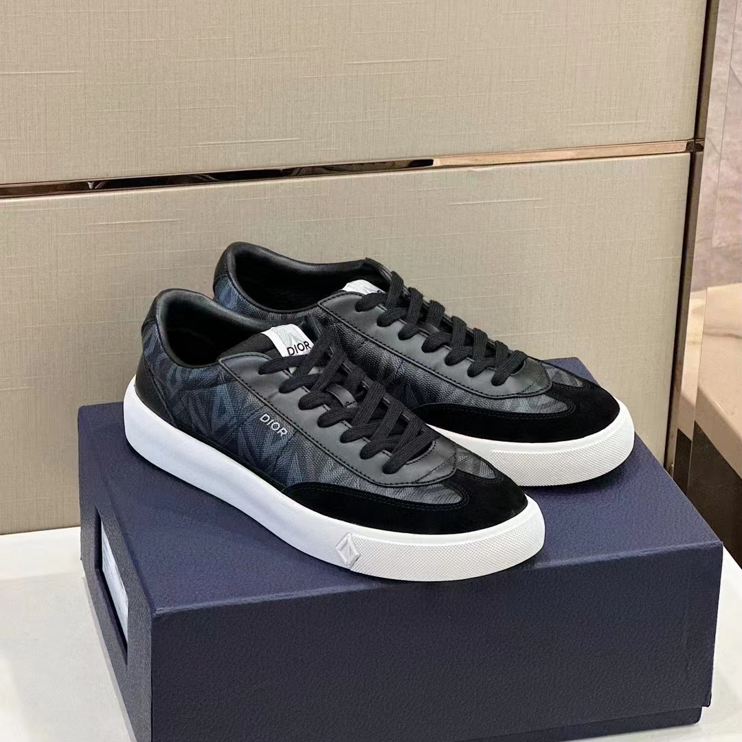 Dior Unisex Shoes B101 Sneaker Black CD Diamond Canvas Smooth Calfskin Nubuck