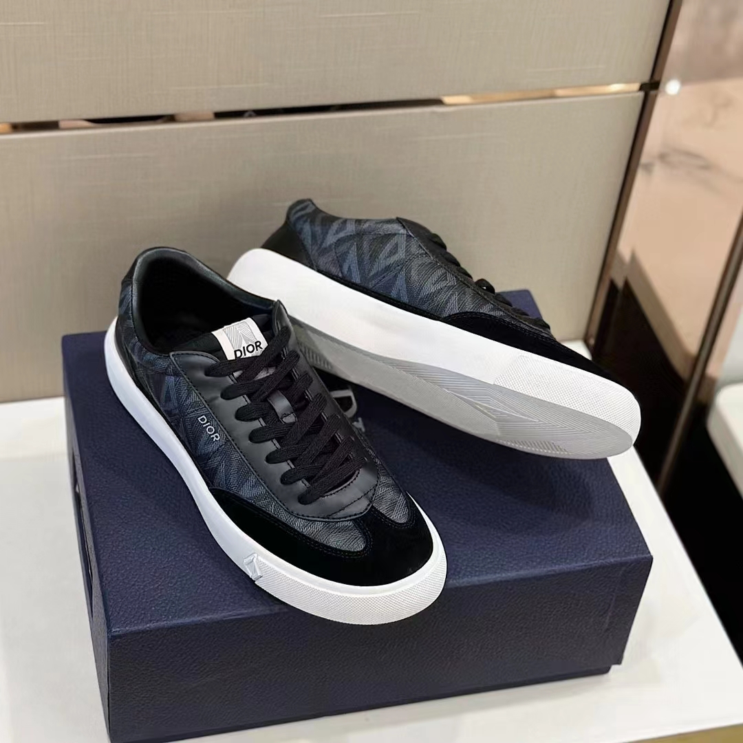 Dior Unisex Shoes B101 Sneaker Black CD Diamond Canvas Smooth Calfskin Nubuck