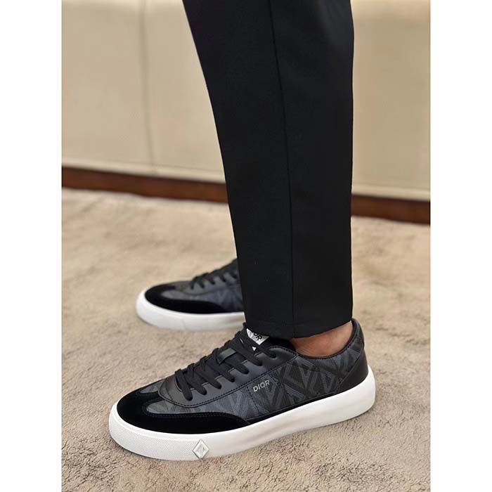 Dior Unisex Shoes B101 Sneaker Black CD Diamond Canvas Smooth Calfskin Nubuck