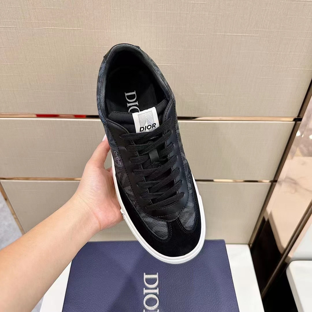 Dior Unisex Shoes B101 Sneaker Black CD Diamond Canvas Smooth Calfskin Nubuck