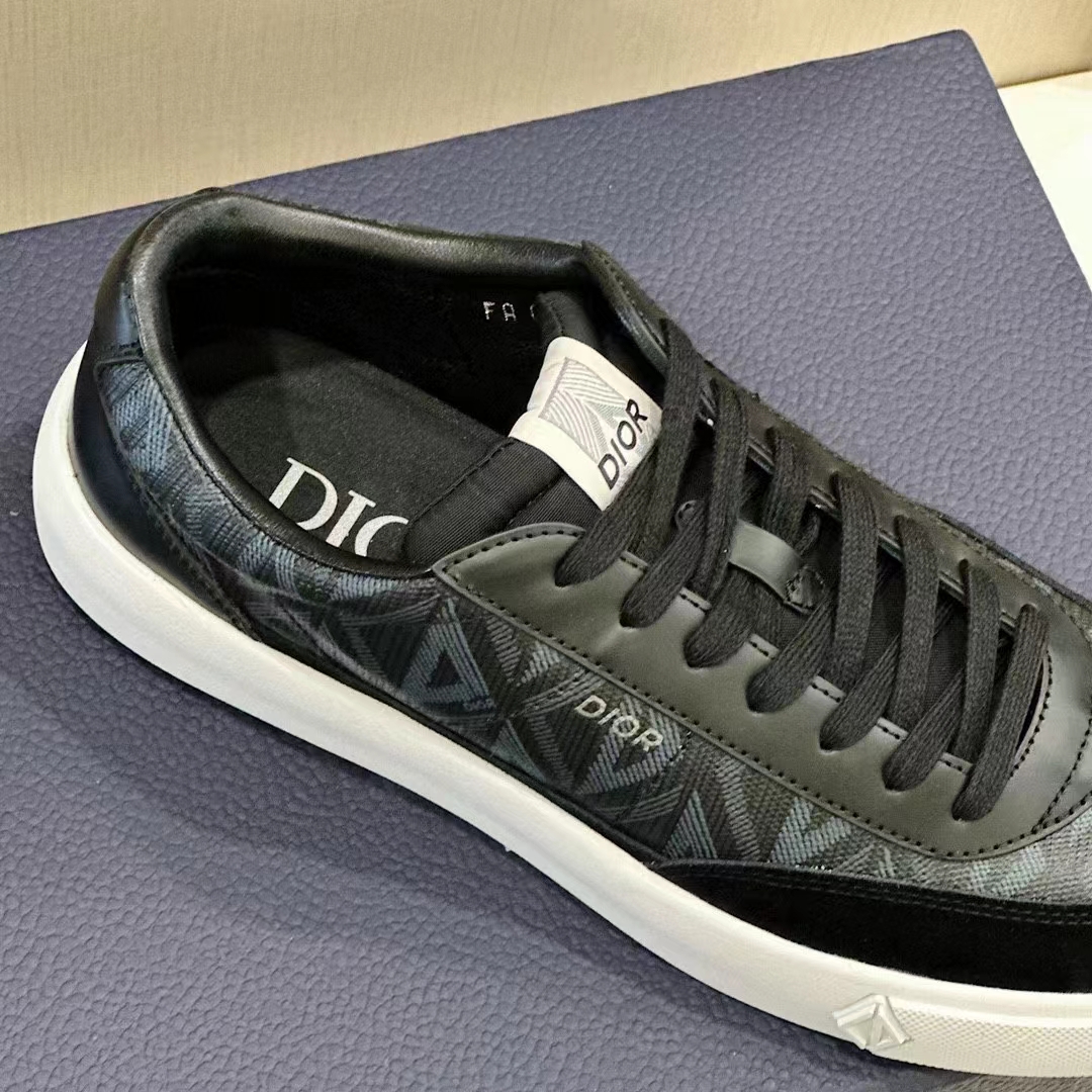 Dior Unisex Shoes B101 Sneaker Black CD Diamond Canvas Smooth Calfskin Nubuck