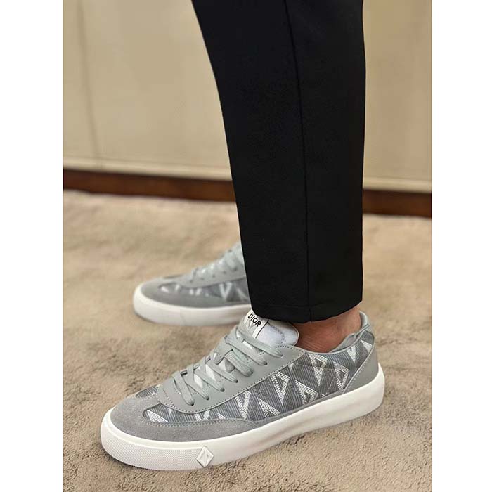 Dior Unisex Shoes B101 Sneaker Gray CD Diamond Canvas Smooth Calfskin Nubuck