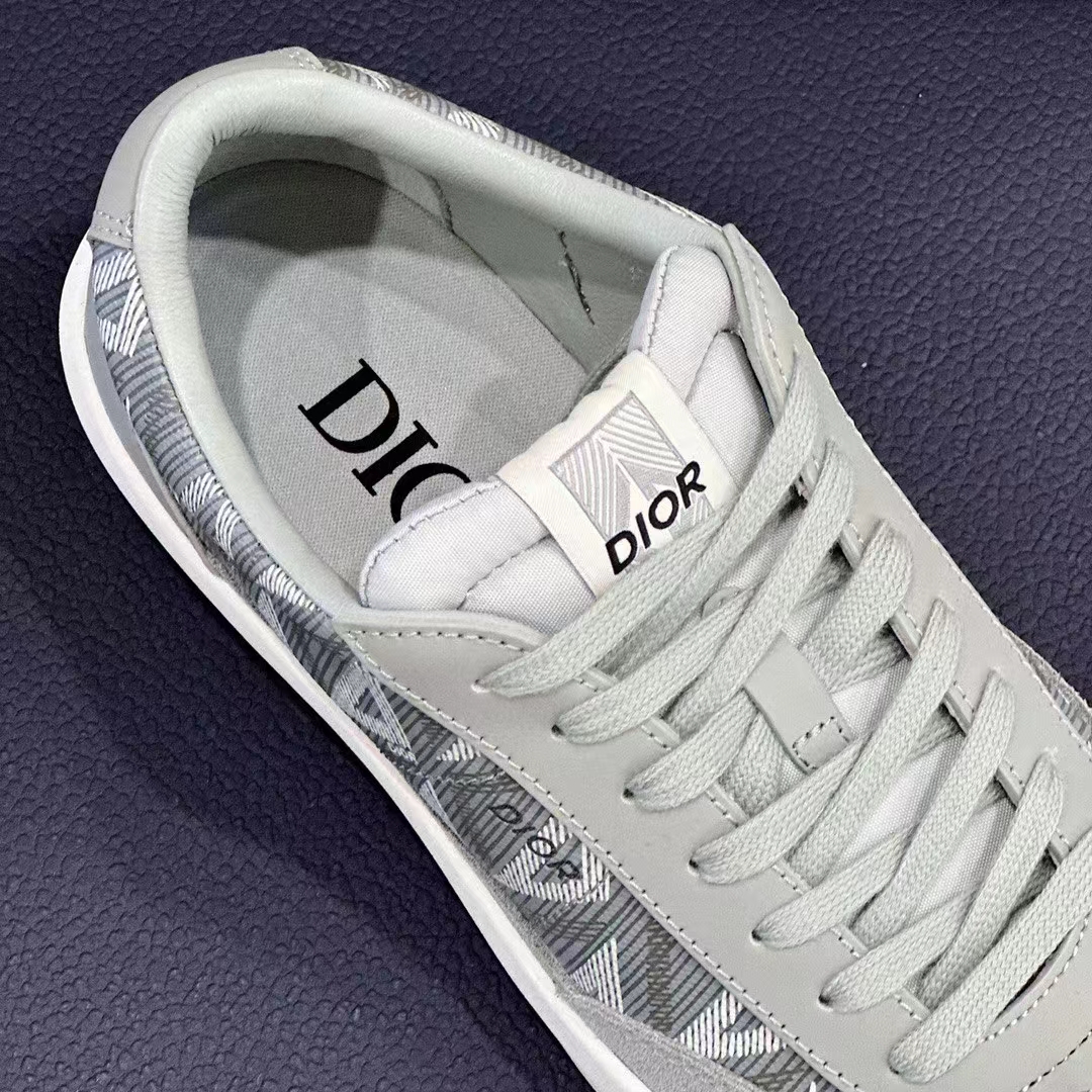 Dior Unisex Shoes B101 Sneaker Gray CD Diamond Canvas Smooth Calfskin Nubuck