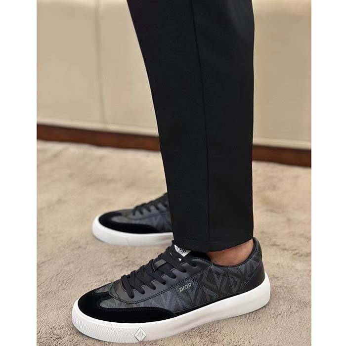 Dior Unisex Shoes B101 Sneaker Navy Blue CD Diamond Canvas Smooth Calfskin Nubuck