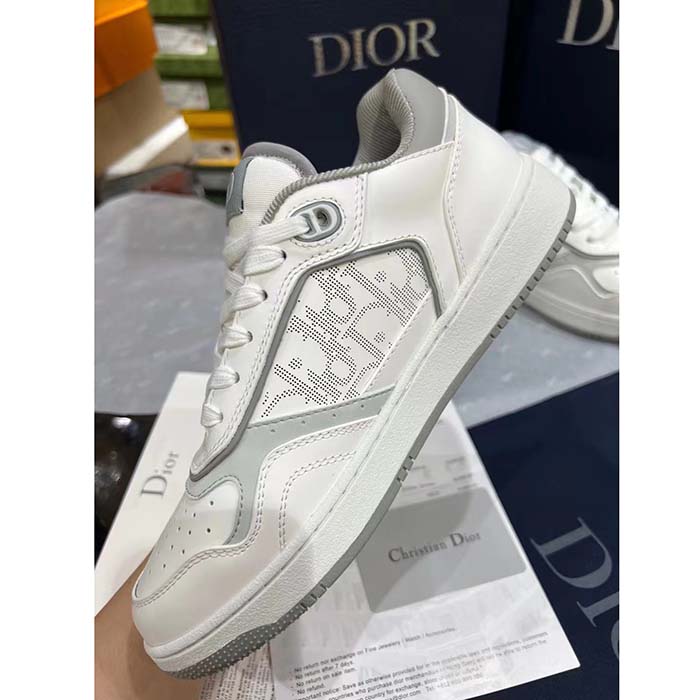 Dior Unisex Shoes CD B27 Low-Top Sneaker White Smooth Calfskin Oblique Galaxy Leather