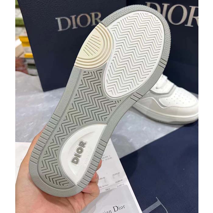 Dior Unisex Shoes CD B27 Low-Top Sneaker White Smooth Calfskin Oblique Galaxy Leather