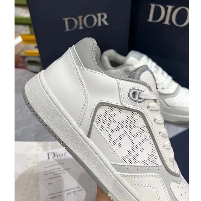 Dior Unisex Shoes CD B27 Low-Top Sneaker White Smooth Calfskin Oblique Galaxy Leather