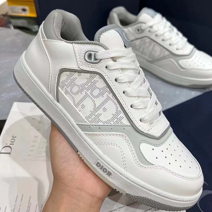 Dior Unisex Shoes CD B27 Low-Top Sneaker White Smooth Calfskin Oblique Galaxy Leather