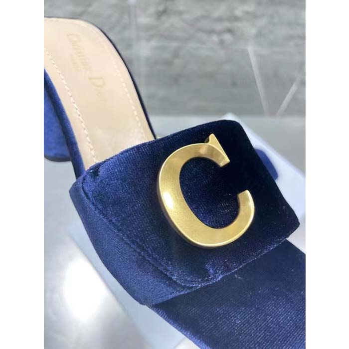 Dior Women CD C’est Dior Heeled Slide Cobalt Blue Velvet 5 CM Heel