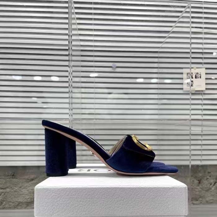 Dior Women CD C’est Dior Heeled Slide Cobalt Blue Velvet 5 CM Heel