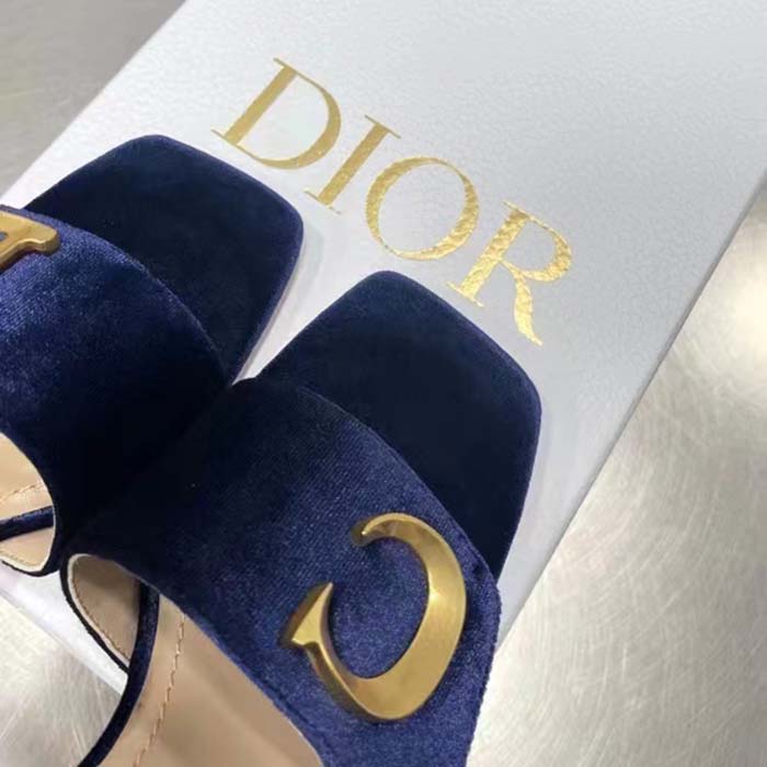 Dior Women CD C’est Dior Heeled Slide Cobalt Blue Velvet 5 CM Heel