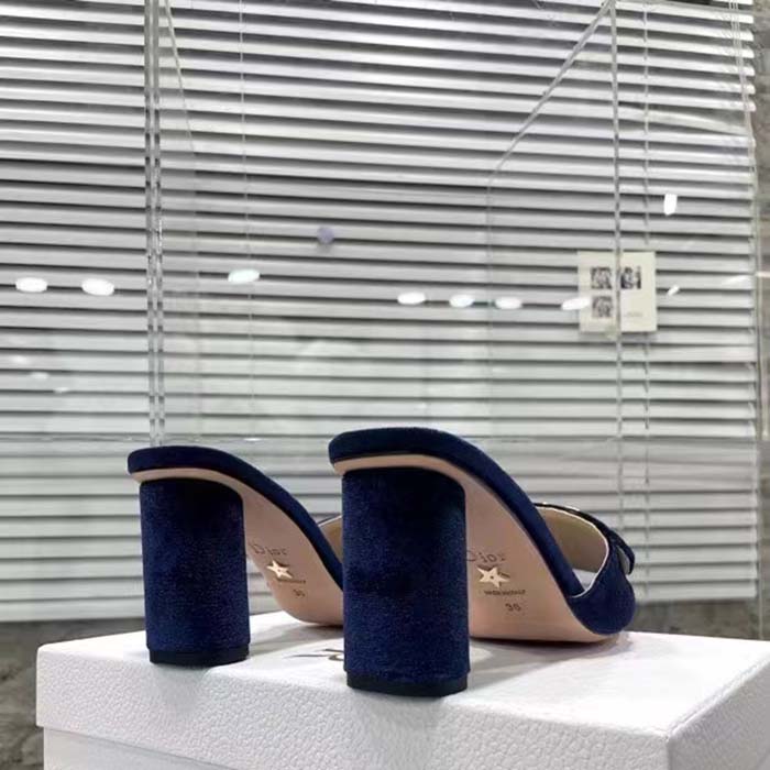 Dior Women CD C’est Dior Heeled Slide Cobalt Blue Velvet 5 CM Heel