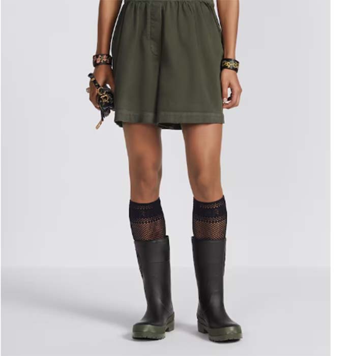 Dior Women CD Diorunion Rain Boot Black Khaki Two-Tone Rubber Dior Union Motif
