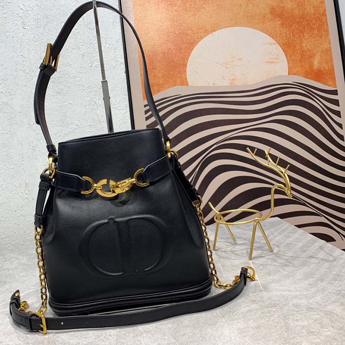 Dior Women CD Medium C’est Dior Bag Black CD-Embossed Calfskin