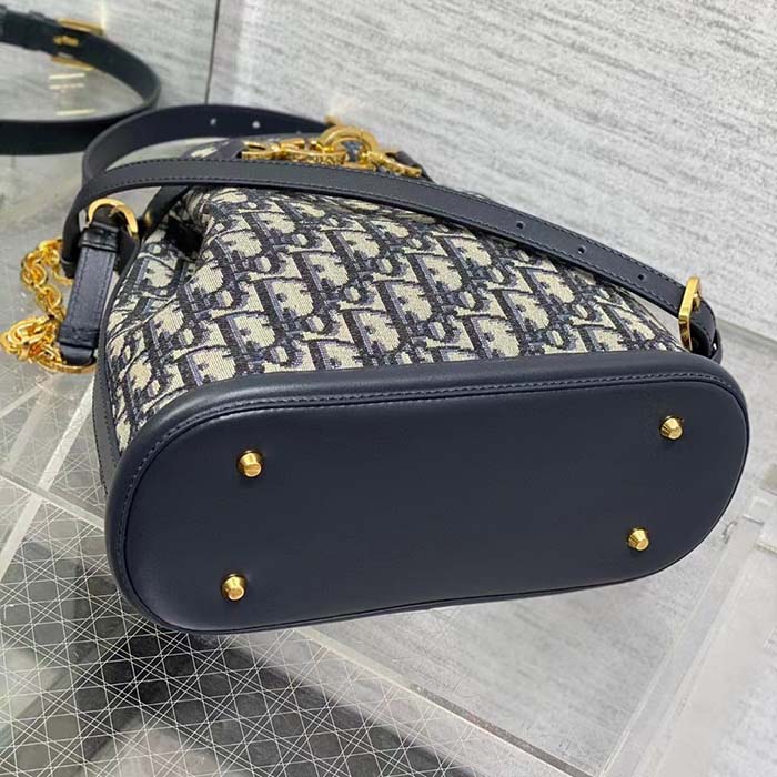 Dior Women CD Medium C’est Dior Bag Blue Dior Oblique Jacquard
