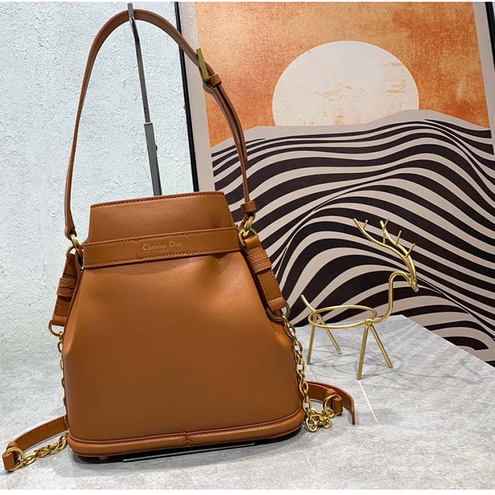 Dior Women CD Medium C’est Dior Bag Golden Saddle CD-Embossed Calfskin