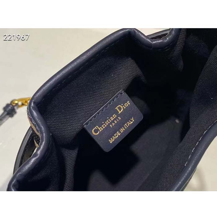 Dior Women CD Medium C’est Dior Bag Natural Denim Blue Marinière Raffia