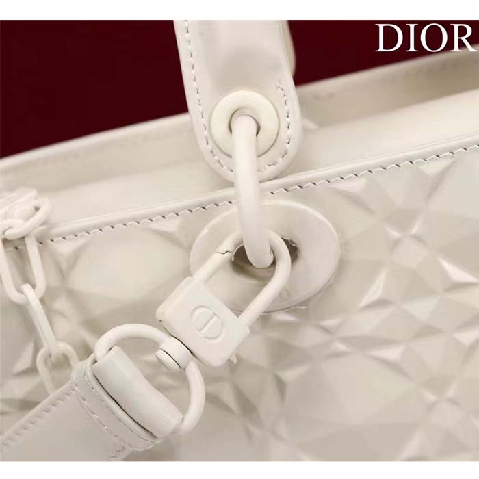 Dior Women CD Medium D-Joy Bag Latte Cannage Calfskin Diamond Motif