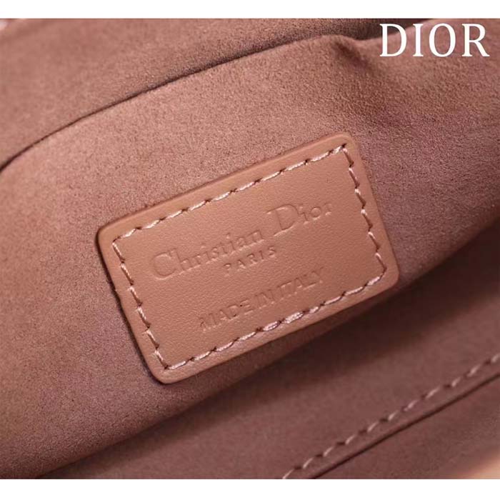 Dior Women CD Medium D-Joy Bag Rose Des Vents Cannage Calfskin Diamond Motif