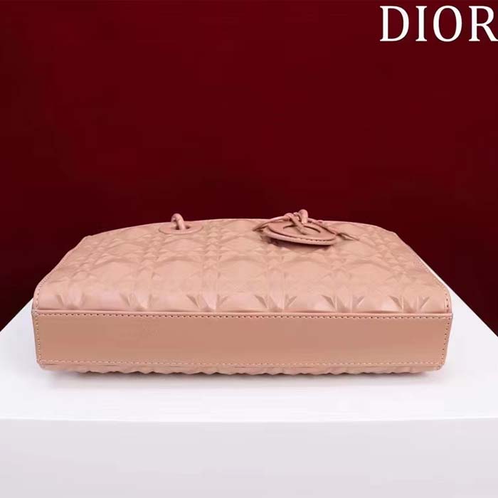 Dior Women CD Medium D-Joy Bag Rose Des Vents Cannage Calfskin Diamond Motif
